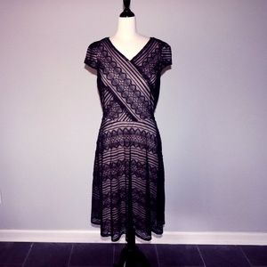 Black sheath lace dress with nude lining